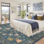 Soalmost Dog 8x10 Area Rugs for Living Room, Washable Soft Rug Navy Blue | - Image 4