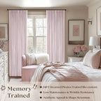 Light Pink Pleat Linen Blackout 102 Inch Curtains - Image 2