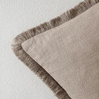 MIULEE Linen Fringe Decorative Fall Euro Throw Pillow Covers Dune 24x24 | Set - Image 3