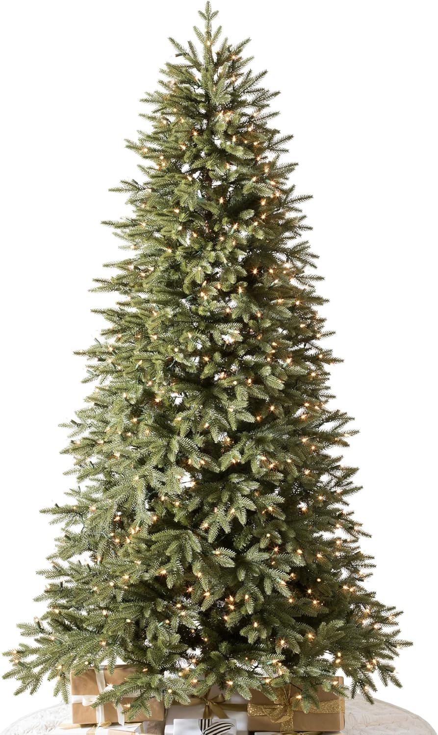 Balsam Hill 9ft Pre-Lit Stratford Spruce - Slim Artificial Christmas Tree with 1,000 Clear LED Lights, True Needle Foliage, Easy Plug Technology & Premium Stand for Small Spaces
