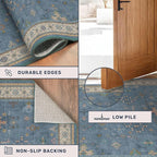 Blue 2x4 Runner Rug for Entryway Indoor, Kitchen Floor Waterproof, Powder Room - Image 5