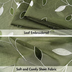 MIULEE Olive Green Sheer Curtains 2 Panels Leaf Patterned, W52 x L63 | - Image 4