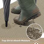 BEQHAUSE Dirt Trapper Door Mat 17" x 30" Half Circle Non Slip, Light Beige | - Image 3