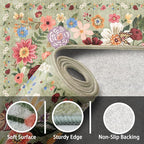 Green Floral Entry Rug Small Door Mat 24x17 Inch - Image 7
