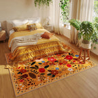 Area Rugs 8x10 Rug for Living Room Clearance Washable Boho Area Rug Non Slip Floral Vintage Low Pile Large Rug for Living Room, Bedroom, Farmhouse, Dining Room, Kids Playroom(Yellow)