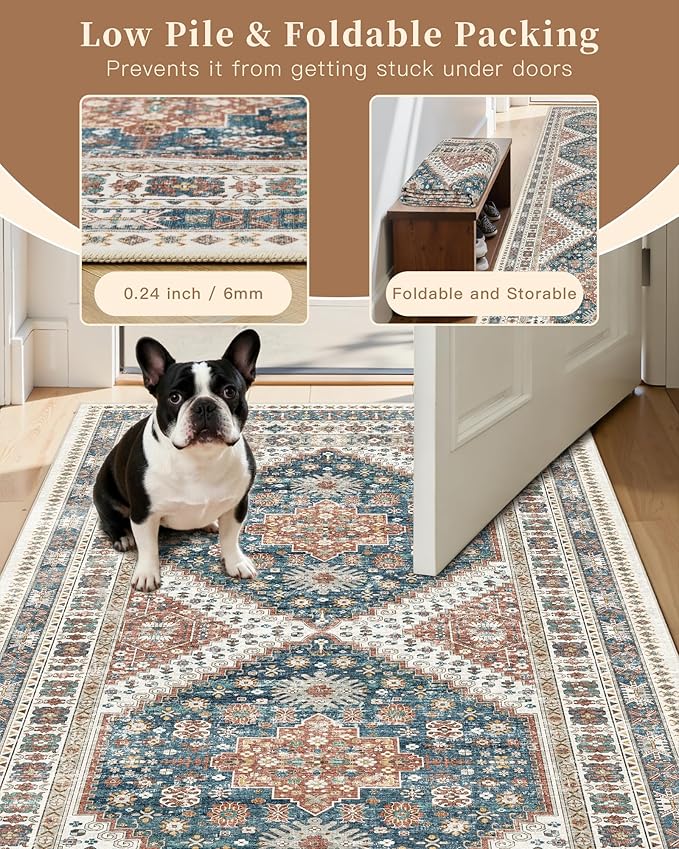 Madane Area Rug 3x5, Washable Vintage Entry Rugs - Image 6
