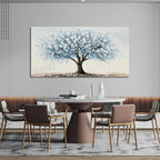 Canvas Wall Art Decor Large Tree of Life Wall Art Decorations Canvas Art Wall Decor Wall Art Pictures for Living Room Vintage White Blue Wall Art Prints Artwork for Walls Bedroom Office Decor 24"X48"