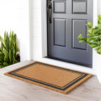 Barnyard Designs Natural Coco Coir Heavy Duty Backing Doormat - Large Cute Non-Slip Front Door Welcome Mat for Outside Entrance or Porch Entry, Brown (24x36, Border)