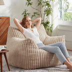 Giant Bean Bag Chairs for Adults with Filling Plush Fluffy Bean Bag Chairs for Teens with Armrests Comfy BeanBag Lazy Couch Sofa Chair for Bedroom Living Room Reading