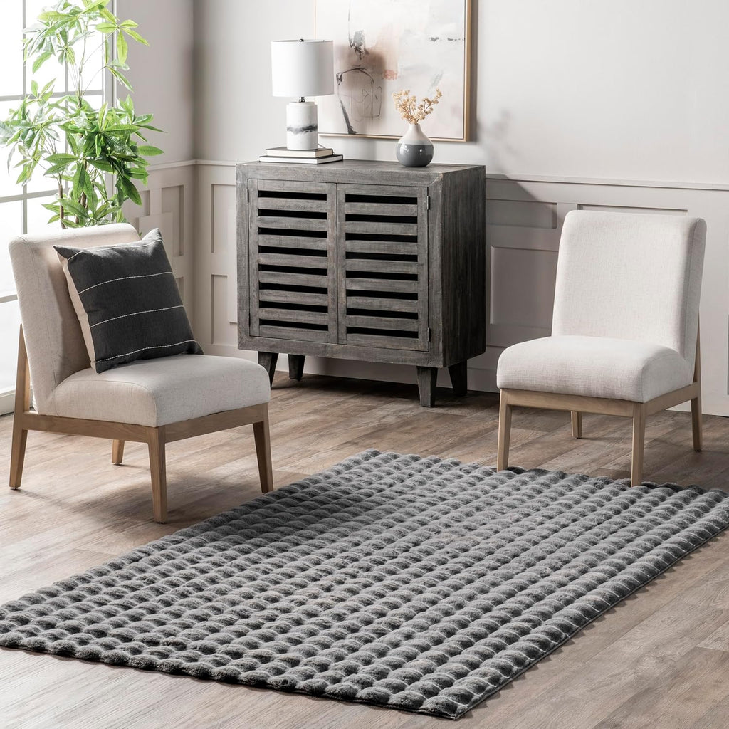 nuLOOM Jeni Checkered 3x5 Machine Washable Accent Rug for Living Room Bedroom Dining Room Entryway Kitchen, Dark Grey