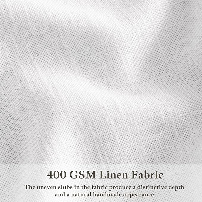 92 Inches White Linen Pinch Pleated Semi Sheer Boho Curtains 50 Inch Wide | - Image 3