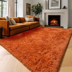 Amdrebio Burnt Orange Shag Area Rug 9x12 - Image 3