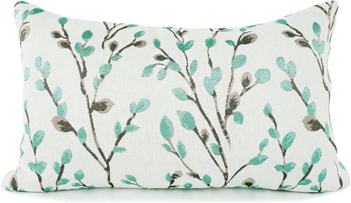 YOUR SMILE Classical Embroidery Jacquard Green Square Decorative Throw Pillow Case Cushion Cover,12x20 inch