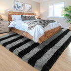 5x7 Black and Grey Fluffy Soft Area Rug Non-Slip - Image 3