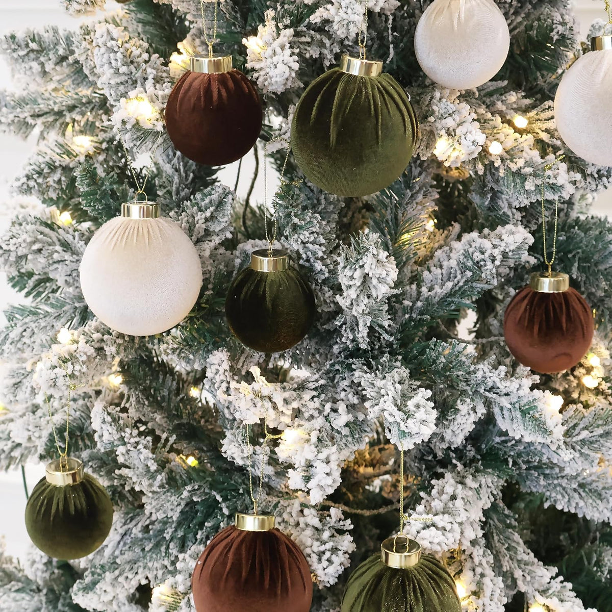3.15inch Velvet Ornaments for Christmas Tree, 15pcs Multicolor Flocked Christmas Ornaments Decorations Balls Set Decor