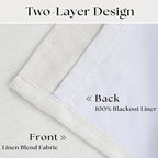 Beige White Pinch Pleat 100% Blackout Linen Curtains 2 Layers 45 Inch Long | - Image 4