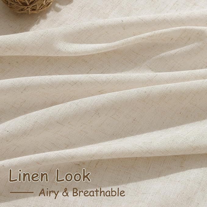 Cream Beige Linen Curtains 84 Inches Long - Image 4