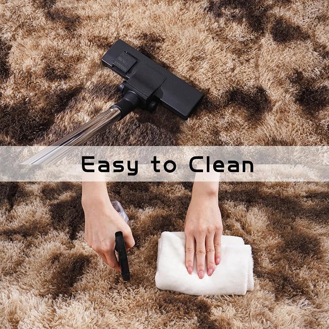 Pionblank Fluffy Runner Rugs for Bedroom 2x6, Tie-Dyed Coffee | Modern Shaggy - Image 6