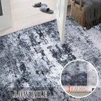 3x8 Washable Runner Rug：Modern Abstract Kitchen Carpet Black | - Image 9