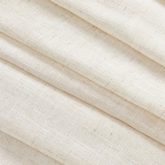 MYSKY HOME Linen Curtains for Living Room 1 Panel, Natural Semi Sheer Curtains - Image 9