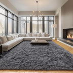 Grey Area Rugs 9x12 Living Room, Soft Plush Thick Shaggy Big Floor Carpet - Image 6
