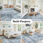 8x10 Area Rug for Living Room Bedroom: Non-Slip Modern Light Slate Blue | - Image 3
