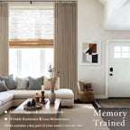 102 Inch Light Brown Thick Linen Pleated Semi Sheer Curtains - Image 6