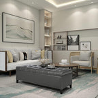 Joveco Storage Ottoman Bench, Tufted Leather 51 Inch Storage Bench for End of Bed Bedroom Living Room (51”, Dark Gray)
