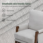 Modern Accent Chair for Living Room Mid Century Arm Chair Upholstered Bedroom Chair Comfy Lounge Chair with Solid Wood Frame, White
