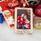 Christmas Photo Frame Ornament, 2025 Ornament, Wooden Picture Frame Ornaments With Hanging String (Family of Four)