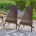 IDZO Elina FSC Eucalyptus Tamarack Chairs, 300Lbs Capacity Modern Adirondack Style, Wooden Folding Seats, for Fire Pit Outdoor & Indoor - Cinnamon, Set of 2
