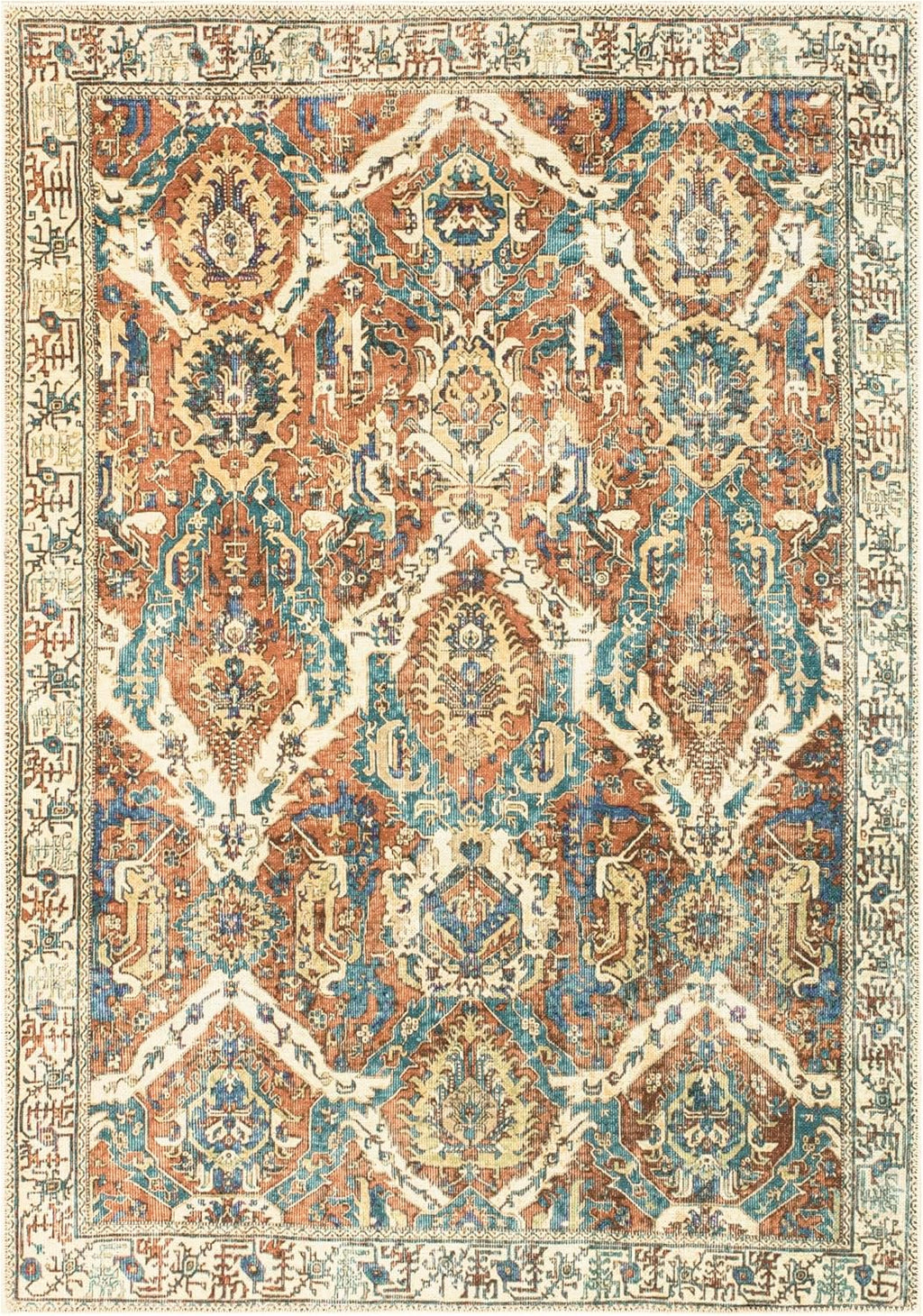 Keen Home Design 3x5 Rug - Machine Washable Entry Rug with Non-Slip Backing, Ideal for Enteryway, Kitchen, Bathroom, Laundry Room - Vintage, Easy Clean, Durable, Low Pile Rug - (3' x 5')
