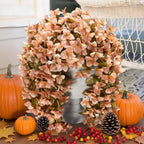 Bougainvillea Artificial Flowers Plants for Outdoors Outside Fall Autumn Decoration, 2 pcs Faux Silk Long Trailing Vines UV Resistant Look Real Brown Fake Flowers for Front Door Porch Planter Urn Yard