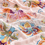 Boho Throw Blanket for Bed, 100% Cotton Soft Rustic Quilt Fall Blanket, 60"x80" Floral Printed Farmhouse Decor Bed Blankets, All Season Rustic Reversible Bohemian Throw Quilt