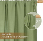 72 inch Length Green Semi Sheer Linen Curtains - Image 3