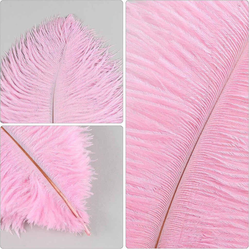 THARAHT Pink Ostrich Feathers 12pcs Natural Bulk 8-10Inch 20cm-25cm for Crafts Wedding Party Centerpieces Flower Arrangement Easter Gatsbi and Home Decoration Feathers