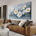 KUPTEU Canvas Wall Art Decor Large Wall Art Pictures for Living Room Oversized White Flowers Wall Art Prints Canvas Art Wall Decor Hallway Decorations Artwork for Walls Bedroom Home Decor 29" X 58"