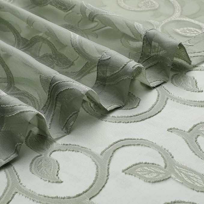 Furman Sage Green Sheer Curtains 45 Inch Length 2 Panels Set - Image 6