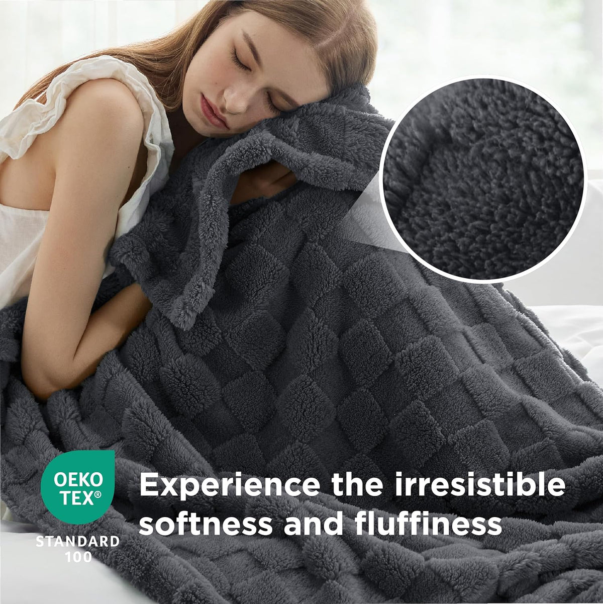 Bedsure GentleSoft King Size Blanket for Bed - Super Soft Cozy Blankets for Women Men Girls, Large Fuzzy Fleece Throw for Bedroom Decor, Dark Grey,108x90 Inches