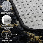 Area Rugs for Bedroom Living Room, 4x6 Fluffy Black and Gold Geometric Rug | - Image 5