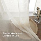 Simplebrand Natural Linen Textured Sheer Curtains 84 inches Length 2 Panels Set - Image 7