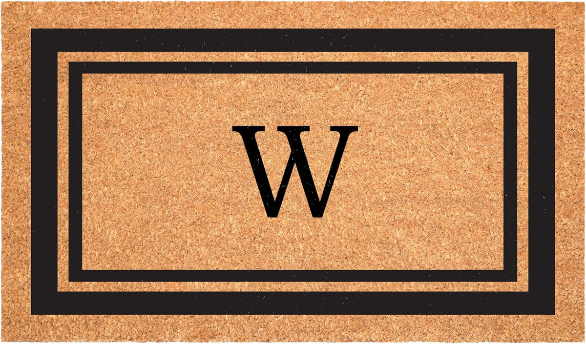 Calloway Mills 152962436W Black Border 24" x 36" Monogram Doormat, (Letter W)