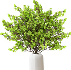 Sggvecsy 10 Pcs Babys Breath Artificial Flowers Gypsophila Bouquets Bulk Real Touch Fake Silk Flowers for Home Wedding DIY Floral Arrangement Kitchen Table Centerpiece Festival Decoration (Green)