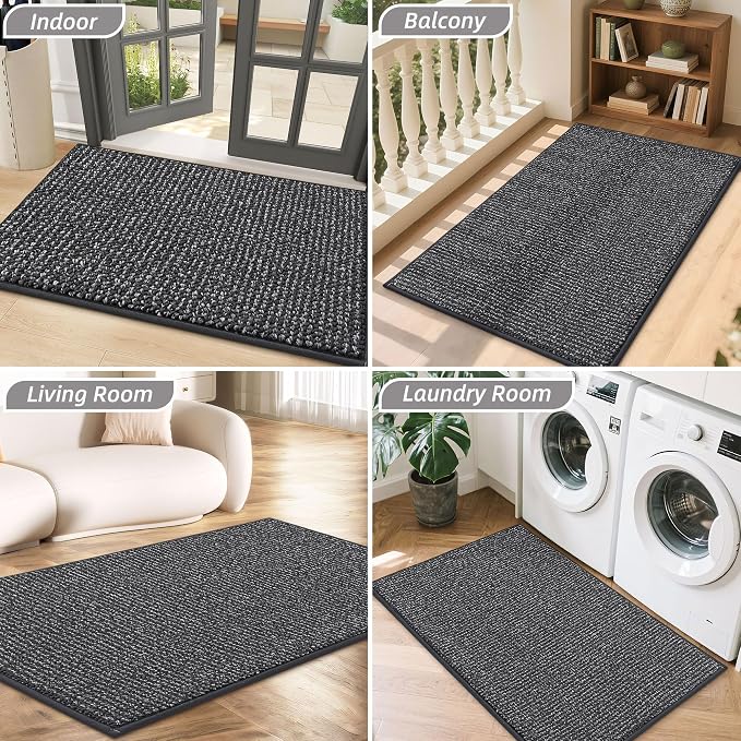 BEQHAUSE Dirt Trapper Door Mat 24"x36", Non-Slip Washable Doormat, Charcoal | - Image 8