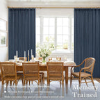 100% Black Out Pinch Pleated Linen Boho Curtains Navy Blue 80 Inch Length | - Image 4