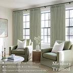 120 Inch Pinch Pleated Light Filtering Linen Curtains Sage Green 2 Panels | - Image 2
