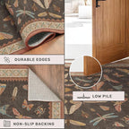 Brown 9x12 Living Room Area Rug, Washable Whimsical Insect Carpet - Image 4