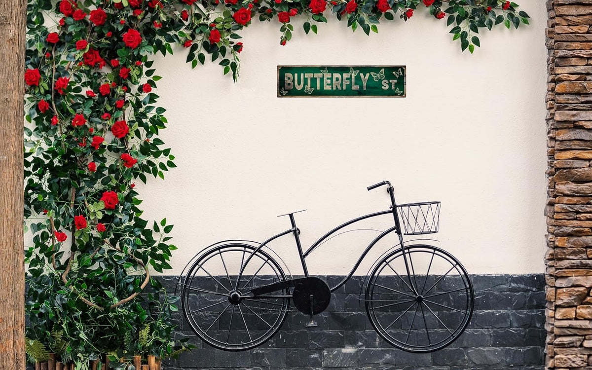 Vintage Tin Sign Retro Metal Butterfly Street Signs Stylish Wall Art Plaques for Home Decor Bathroom Kitchen House and Gothic Wall Decor or as a Unique Poster 16x4 in