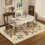 DUKINO 9x12 Area Rug for Living Room, Washable Rug Non Slip, Low Pile, Floral - Image 4