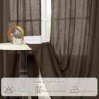 Dark Brown Linen Sheer Curtains 54 Inch Length 2 Panels, Short Linen Textured - Image 9